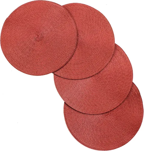 Vista 14 de V ienna - Juego de 4 manteles individuales tejidos en espiral de 15 pulgadas, redondos, antideslizantes, para comedor y cocina, color verde manzana