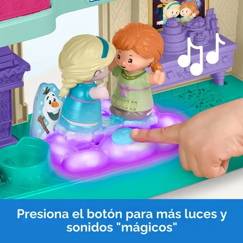 Vista 3 de Fisher-Price Little People Disney Frozen Castillo de Arendelle con luces y sonidos con figuras Anna & Elsa. Juegetes para mayores de 18 meses