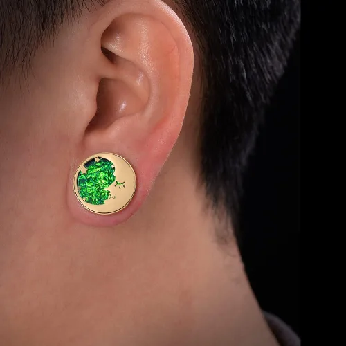 Vista 2 de ERKUOO 2 unidades de medidores de oreja de sol y luna con tornillo, túneles de oreja, tapones para estiradores de carne, aretes expansor de 0.00oz-1