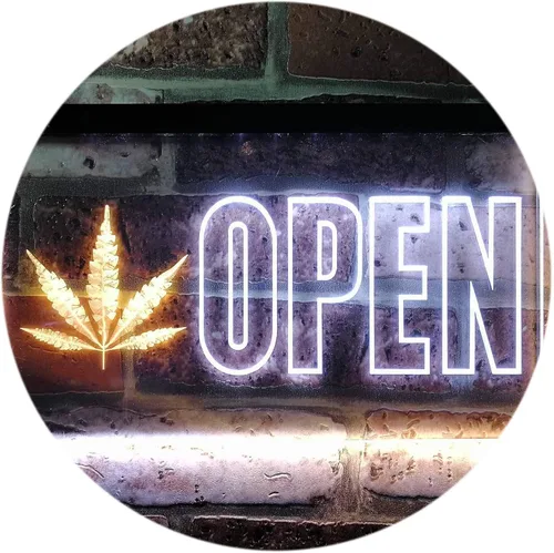Vista 18 de ADVPRO Open Marijuana Hemp Leaf High Life Dual Color LED Neon Sign Blue & Red 12" x 8.5" st6s32-j0791-br