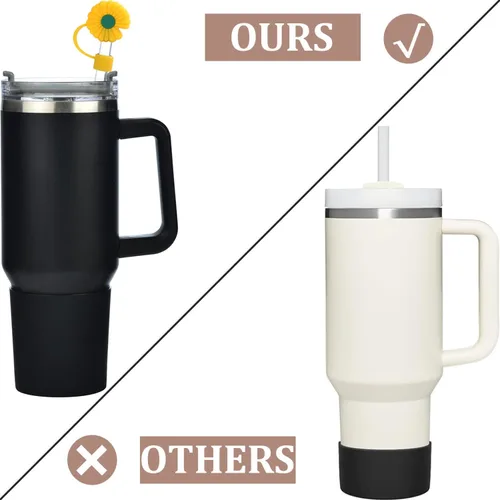 Vista 4 de Haundry Paquete de 2 fundas de silicona para botas y popote para vaso Stanley de 40 onzas, funda protectora para botella de agua Stanley de 40
