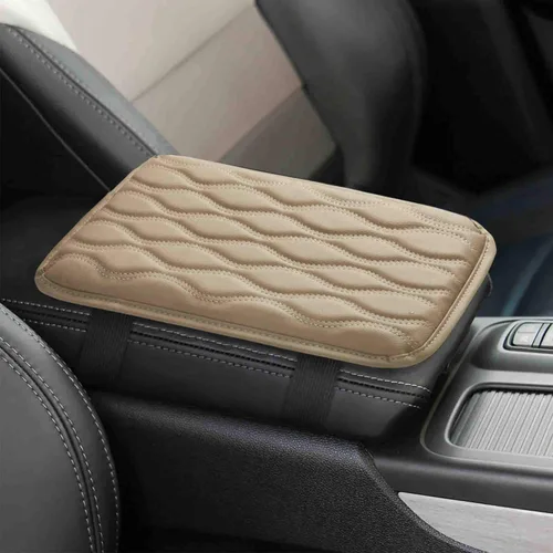 Vista 7 de WINKA Almohadilla de consola central para automóvil, protector de caja de asiento para reposabrazos de automóvil, cojín de codo relajante (beige)
