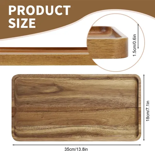 Vista 4 de Platos y bandejas de madera maciza de madera de acacia natural para charcutería, tabla de quesos (35 x 18 rectangulares)