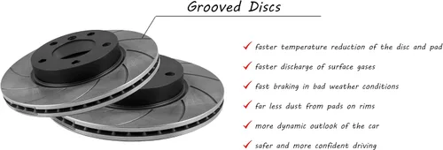 Vista 5 de Grooves GT Sport - Rotores de disco de freno compatibles con DAEWOO SSANGYONG KORANDO KJ 1996-2706GVS - Delantero - ventilado - Agujeros 6