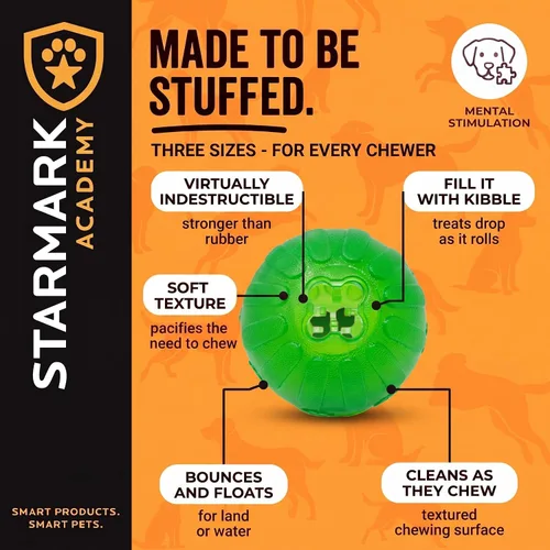 Vista 11 de Starmark Treat Dispensing Chew Ball - Juguete resistente para perros, mediano/grande para razas grandes