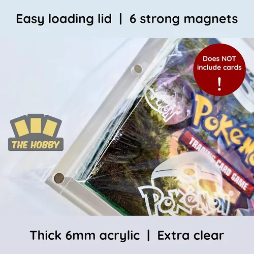 Vista 5 de Funda acrílica de lujo compatible con cajas de refuerzo de Pokémon ingleses, magnética, fácil carga superior, protección gruesa de 0.236 pulgadas