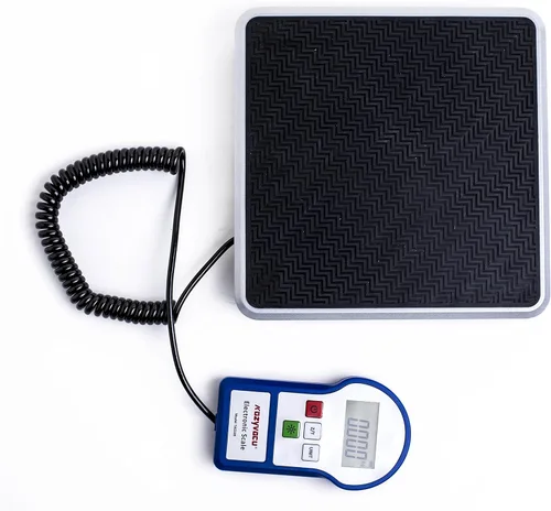 Vista 6 de escala de carga electrónica de refrigerante digital de 220 libras para HVAC y auto AC con funda portátil y pantalla LCD, funciona con R134a y R410a