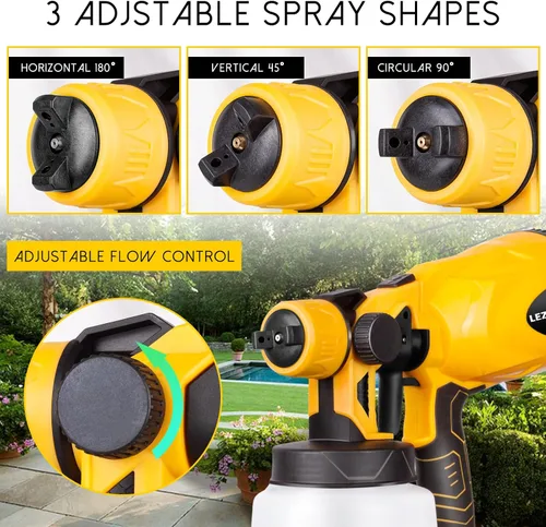 Vista 4 de Pulverizador de pintura inalámbrico sin aire para batería Dewalt de 20 V MAX (solo herramienta) HVLP con motor sin escobillas de 800 W, 4 boquillas
