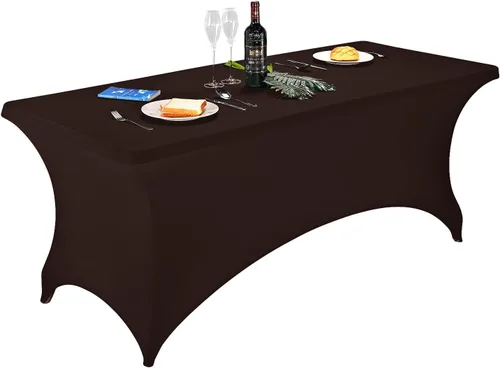 Vista 80 de LZY Cubierta de Mesa Elástica Ajustable de Spandex para Mesa Plegable de 6 pies, 4 pies o 8 pies, Mantel de Cóctel Rectangular, Perfecto para Champn