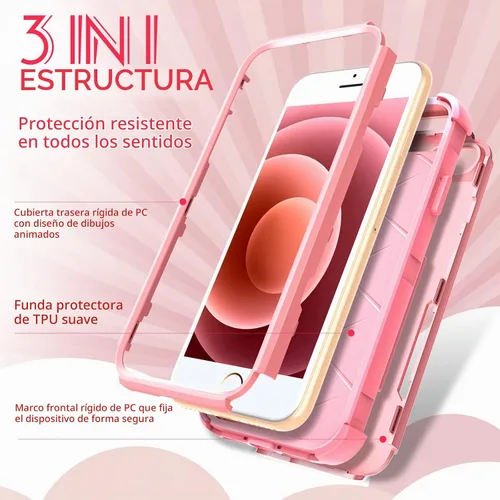 Vista 4 de Funda para iPhone SE 2020/2022/3ª generación, para iPhone 8/7, funda protectora resistente con diseño de flor linda para mujeres, hombres, niñas