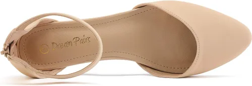 Vista 3 de DREAM PAIRS - Zapatos de mujer con correa para tobillo, tacón bajo de cuña