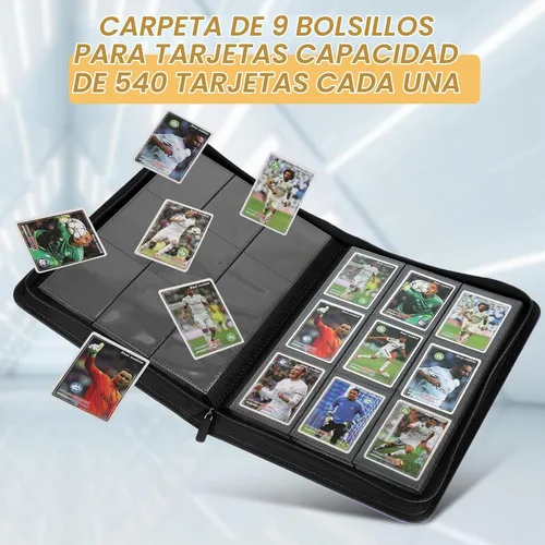 Vista 5 de GERMUN Carpeta de tarjetas coleccionables con 9 bolsillos, carpeta de tarjetas con cubierta de poliuretano para 540 tarjetas, carpeta de colección