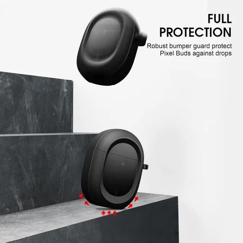 Vista 3 de CaseBot Funda para Pixel Buds Serie A 2021 y Pixel Buds 2 (2020), protección resistente [LED frontal visible] (negro)