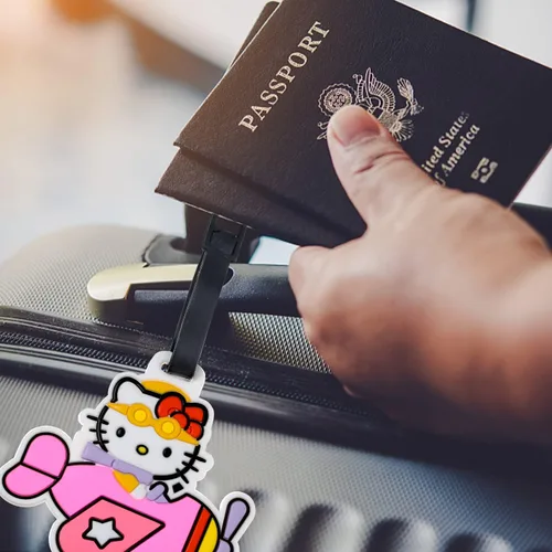 Vista 5 de Etiqueta de equipaje de gatito y gato, etiqueta de equipaje para bolsa de viaje, etiquetas de identificación para maleta, etiquetas para maletas
