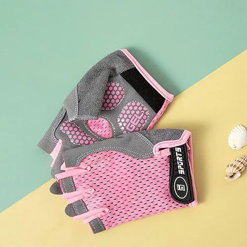 Vista 3 de Girls Half Finger Bike Gloves Fingerleses Cycling Non Slip Sun Protection Riding Gloves for Youth Kids 3-8T 7-15T