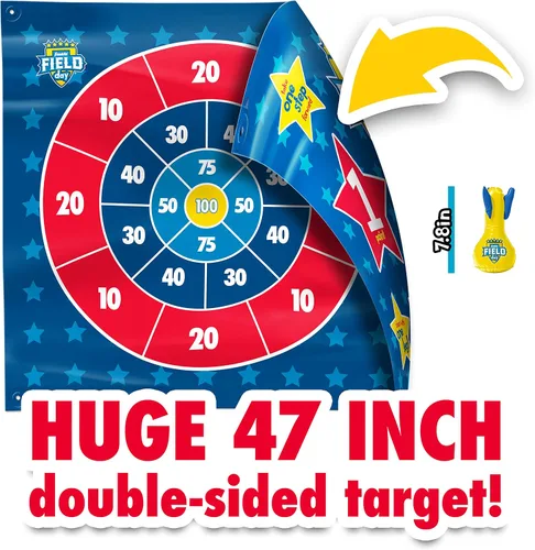 Vista 3 de Franklin Sports Toss N Flip Darts - Juego para interiores y exteriores para niños, juego de lanzamiento de patio con dardos inflables rojos + azules