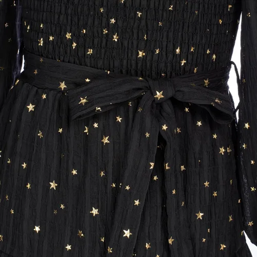 Vista 8 de GRACE KARIN Vestido de otoño para niñas, de manga larga, con volantes, escalonado, brillante, vestido de fiesta de invierno para niñas, talla 5-12