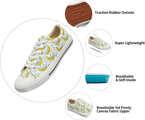 Vista 4 de VERDASCO Zapatos deportivos de lona casuales para mujer, con plantilla gruesa, cómodos, para caminar, zapatos de tenis para mujer