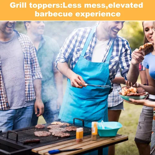 Vista 6 de Juego de 10 cubiertas de parrilla desechables de 16 x 12 pulgadas, alfombrillas de aluminio antiadherentes para parrillas al aire libre, fáciles