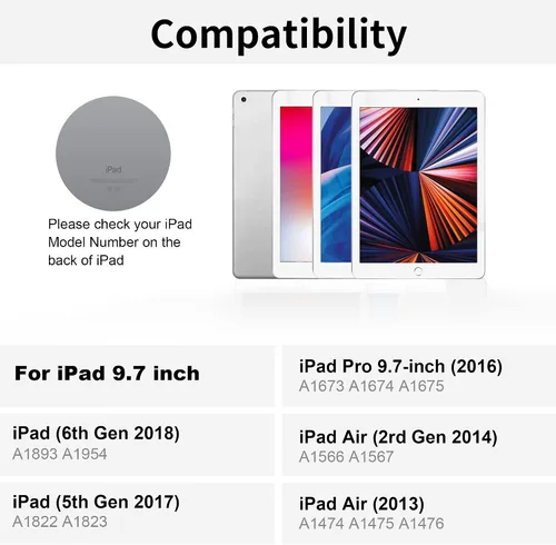 Vista 2 de NOKBABO Teclado para iPad 6ª generación, compatible con iPad Pro 9.7 pulgadas, para iPad 5ª generación, para iPad Air 2 y 1 teclado, 130 ° Smart