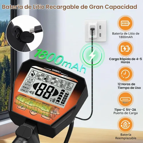 Vista 2 de OMMO Detector de metales para adultos, resistente al agua, oro y buscador Naranja