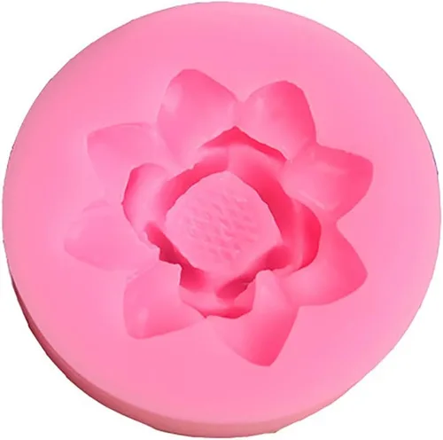 Vista 5 de Molde de silicona con forma de flor de loto para hacer dulces de fondant, moldes de chocolate, postres de piruleta, cubitos de hielo, goma, jabón