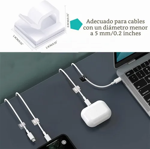 Vista 4 de 60 piezas de clips para cables, KGROTE clips adhesivos para cables al aire libre, ganchos para cables, organizador de cables, soporte para luces