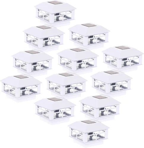 Vista 9 de GreenLighting - Lámpara de diseño moderno accionada con energía solar (2 unidades) de 10 lúmenes para postes de 4 x 4 o 5 x 5 pulgadas (negro)
