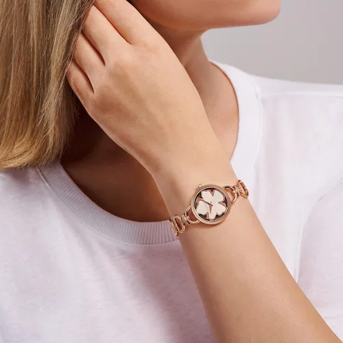 Vista 4 de Ted Baker Reloj de pulsera de cadena de oro rosa de acero inoxidable para mujer (Modelo BKPLIS3019I), Oro Rosa, Moderno