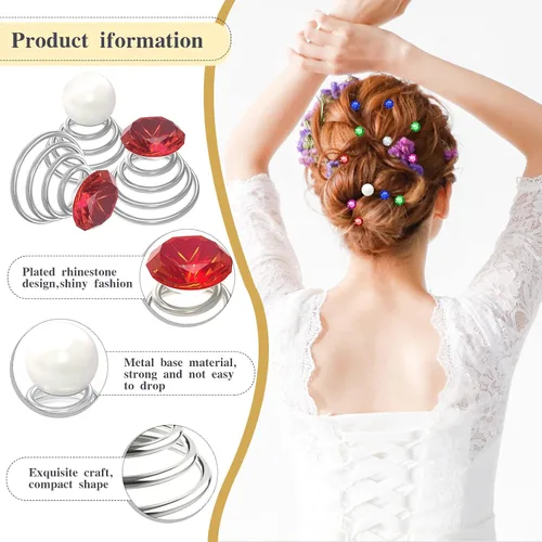 Vista 2 de BENBO - Horquillas para el cabello en espiral con diamantes de imitación, 72 unidades, coloridos y brillantes, de cristal, tornados, espirales