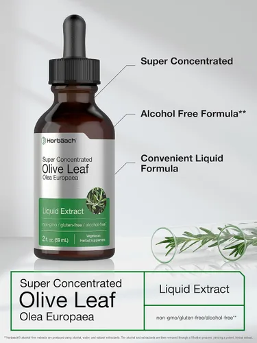 Vista 8 de Horbäach Extracto de hoja de olivo líquido 2 fl oz Super Strength