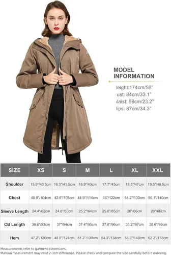 Vista 6 de Orolay Parka Abrigo de invierno con forro polar grueso para mujer con bolsillos