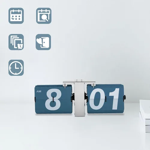 Vista 2 de Reloj con tapa de alta precisión, estilo retro, reloj de estante de escritorio, mecánico clásico, pantalla digital, reloj de pared alimentado por