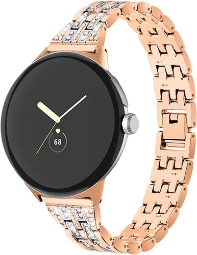 Vista 9 de FitTurn - Correa compatible con Google Pixel Watch 5, 4, 3, 1.61 pulgadas, reloj 2 1, correa de metal con diamantes brillantes para mujer, correa