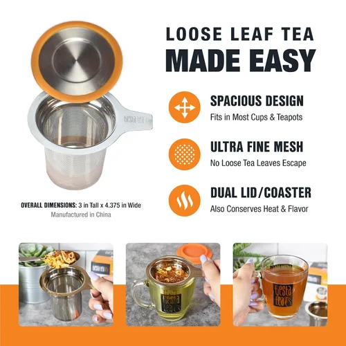 Vista 5 de Tiesta Tea Brewbasket Colador de Infusión de Acero Inoxidable para Hojas Sueltas, Colador de Malla Fina Reutilizable para Bebidas Calientes y Frías