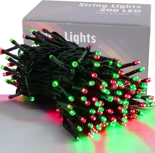Vista 16 de Iluminación del hogar de 66 pies. Mini luces decorativas de Navidad de 200 luces LED de alambre verde, luces de hada estrellada enchufables, 8 modos