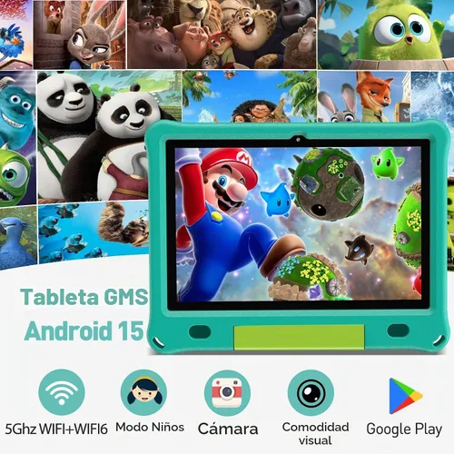 Vista 3 de PRITOM Tableta para niños, tableta de 10 pulgadas para niños, 64 GB Verde