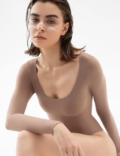 Vista 5 de PUMIEY Body de manga larga con cuello redondo para mujer, sexy, colección Smoke Cloud