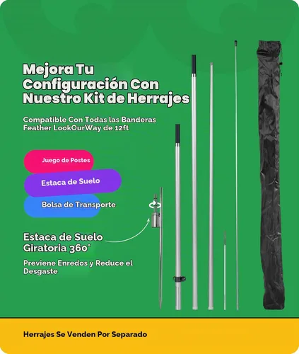 Vista 6 de LookOurWay - Bandera de plumas con temática de campamento y cuidado de niños, 12 pies (herramientas no incluidas)