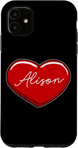 Vista 8 de iPhone 16 Hand Drawn Heart Alison - First Name Hearts I Love Alison Case