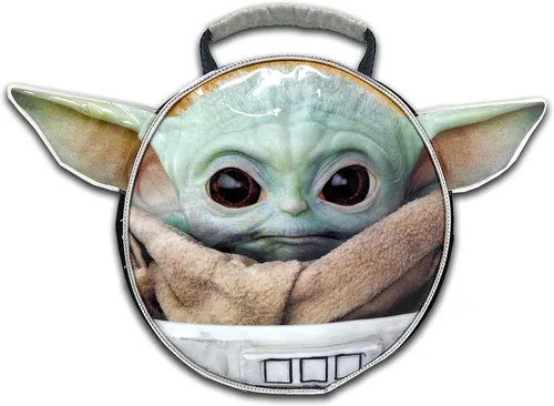Vista 4 de Disney Mochila Baby Yoda con juego de lonchera Paquete con mochila escolar Baby Yoda de 15 pulgadas, lonchera Yoda para bebé, calcomanías, más