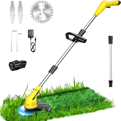 Vista 10 de Aokia Wacker eléctrico sin cable, alimentador de malezas de 12 V alimentado por batería inalámbrico con poste ajustable (65 pulgadas)