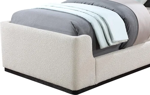 Vista 8 de Meridian Furniture OliverCream-T Colección Oliver Modern Cama individual tapizada de tela boucle contemporánea con acabado de cepillo de alambre