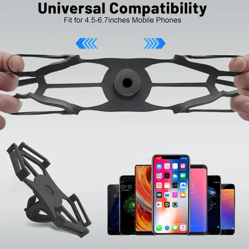 Vista 6 de Soporte desmontable para teléfono de bicicleta, ajuste de rotación de 360 grados, adecuado para teléfonos inteligentes de 4 a 6.5 pulgadas