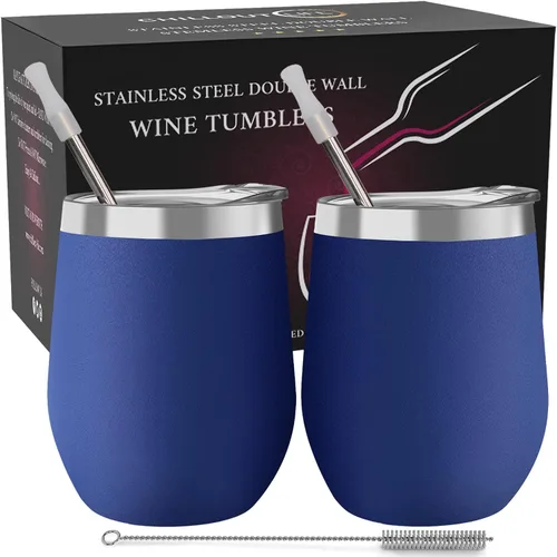 Vista 42 de CHILLOUT LIFE - Vaso de acero inoxidable de 12 onzas con tapa y caja de regalo, diseño de viaje con recubrimiento en polvo, aislamiento al vacío
