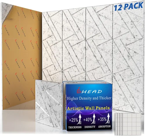 Vista 42 de Paneles Acústicos de Pared Grandes 47.2"x23.6"x1.57" Paquete de 4, Paneles de Prueba de Sonido DIY 3D con Ondas para Paredes, Paneles de Pared