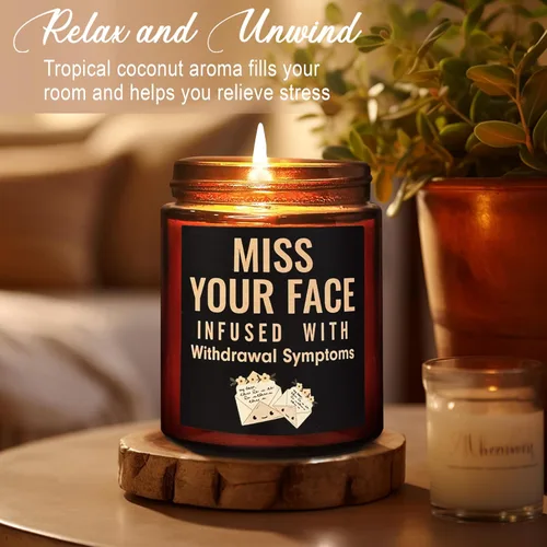 Vista 3 de Regalos divertidos para amigos para mujeres y hombres, vela Miss Your Face para ella y él, divertido cumpleaños, amistad, regalo relajante, vela