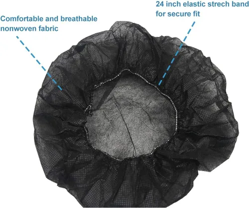 Vista 3 de Disposable Bouffant Caps 24 inches, Hair Nets, for Food Service