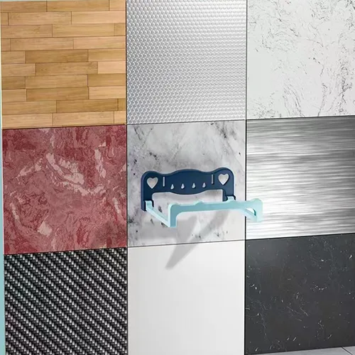 Vista 6 de Organizadores de estantes de baño montados en la pared sin perforar para toallas y artículos de tocador, fácil instalación adhesiva