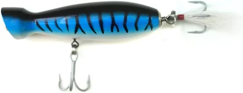 Vista 5 de Seasky5.5 pies de pesca de madera estilo botella Popper señuelo cebo artificial de madera cebo de madera para pesca de atún bajo rayado
